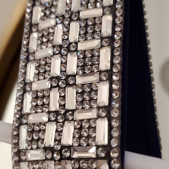 MSK Chiffon Shift Dress Navy Blue beaded straps - Picture 4 of 7